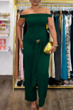 Casual Elegant Solid Color Strap Design Off Shoulder Regular Jumpsuits