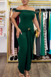 Casual Elegant Solid Color Strap Design Off Shoulder Regular Jumpsuits