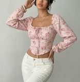 Casual Street Daily Office lady Floral Print Tops