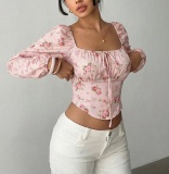 Casual Street Daily Office lady Floral Print Tops