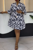 Casual Daily Elegant Print Buttons Ruffle V Neck Printed Dresses