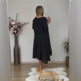 Solid Color O Neck Half Sleeve Two Pieces