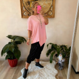 Plus Size Casual Patchwork O Neck T-Shirts