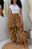 Elegant Patchwork Pants Basic Loose High Waist Lantern Solid Color Bottoms