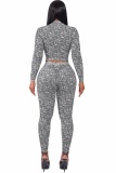 Solid Color Colorblock Zipper Long Sleeve Two Pieces