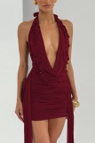 Backless Halter Wrapped Skirt Dresses