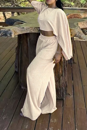Casual Solid Color O Neck Half Sleeve Two Pieces