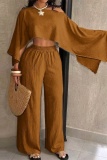 Casual Solid Color O Neck Half Sleeve Two Pieces