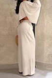 Casual Solid Color O Neck Half Sleeve Two Pieces