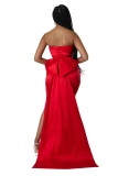 Sexy Prom Solid Color Strapless Wrapped Skirt Dresses