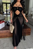 Sexy Bohemian Solid Color Hollow Out Swimwears Cover Up