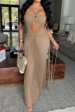 Sexy Bohemian Solid Color Hollow Out Swimwears Cover Up