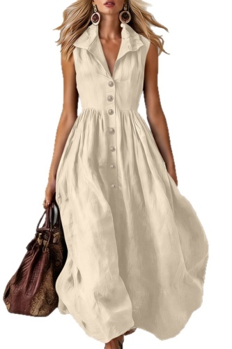 Casual Solid Color V Neck A Line Dresses