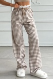 Casual Daily Plaid Lace Loose High Waist Bottoms