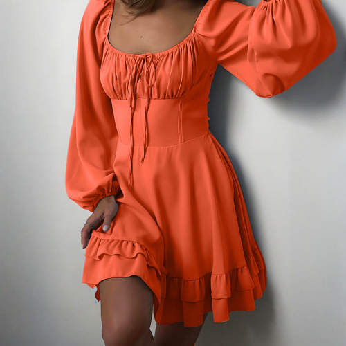 Casual Solid Color Square Neck A Line Dresses