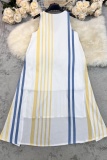 Casual Stripe V Neck A Line Dresses
