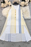 Casual Stripe V Neck A Line Dresses