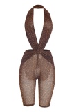 Sexy Leopard Halter Regular Rompers