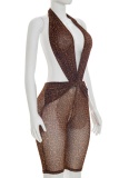 Sexy Leopard Halter Regular Rompers