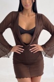 Sexy Casual Leopard Leopard Mesh Dresses