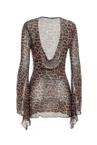 Sexy Casual Leopard Leopard Mesh Dresses