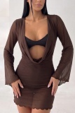 Sexy Casual Leopard Leopard Mesh Dresses