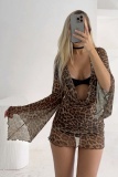 Sexy Casual Leopard Leopard Mesh Dresses