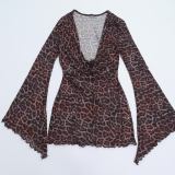 Sexy Casual Leopard Leopard Mesh Dresses