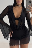 Sexy Casual Leopard Leopard Mesh Dresses