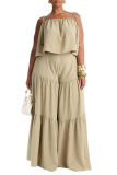 Casual Solid Color Lace Up Pants Solid Color Spaghetti Strap Sleeveless Two Pieces