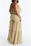 Casual Solid Color Lace Up Pants Solid Color Spaghetti Strap Sleeveless Two Pieces