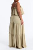 Casual Solid Color Lace Up Pants Solid Color Spaghetti Strap Sleeveless Two Pieces