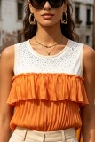 Casual Street Y2k Patchwork Hot Drilling Ruffle O Neck Tops