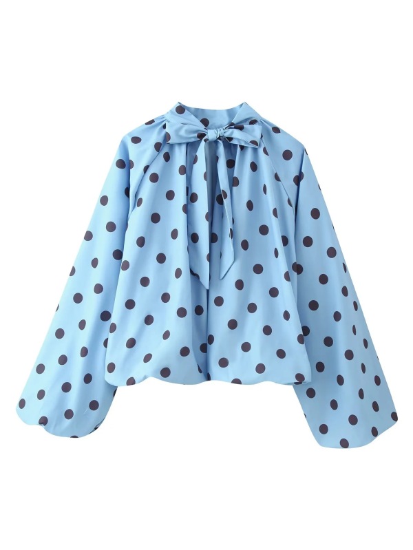 Casual Y2k Polka Dot Pullovers Tops
