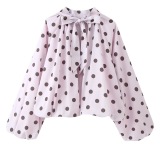Casual Y2k Polka Dot Pullovers Tops