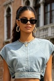 Lace Up O Neck Low Waist T-Shirts