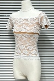 Sexy Solid Color Lace Off Shoulder T-Shirts