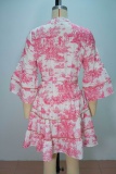Print Strap Design V Neck A Line Dresses