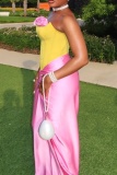Sexy Vacation Formal Patchwork Appliques Strapless Wrapped Skirt Dresses