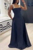 Stripe Pocket Spaghetti Strap Vest Dresses