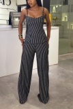 Casual Stripe Spaghetti Strap Sleeveless Two Pieces