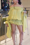 Sexy Casual Solid Color Ruched Off Shoulder Waist Skirt Dresses