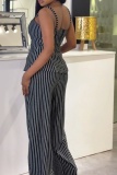 Casual Stripe Spaghetti Strap Sleeveless Two Pieces