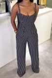 Casual Stripe Spaghetti Strap Sleeveless Two Pieces