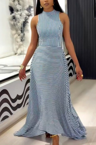 Print Vests O Neck Sleeveless Dresses