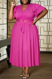 Casual Daily Solid Color V Neck A Line Plus Size Two Pieces