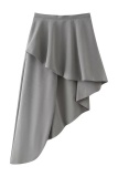 Casual Street Y2k Solid Color Irregular Regular High Waist Type A Solid Color Bottoms