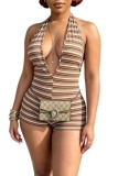 Sexy Stripe V Neck Skinny Rompers