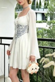 Daily Celebrities Office lady Patchwork Square Neck A Line Dresses