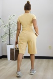 Casual Street Sportswear Daily Solid Color O Neck Short Sleeve Two Pieces